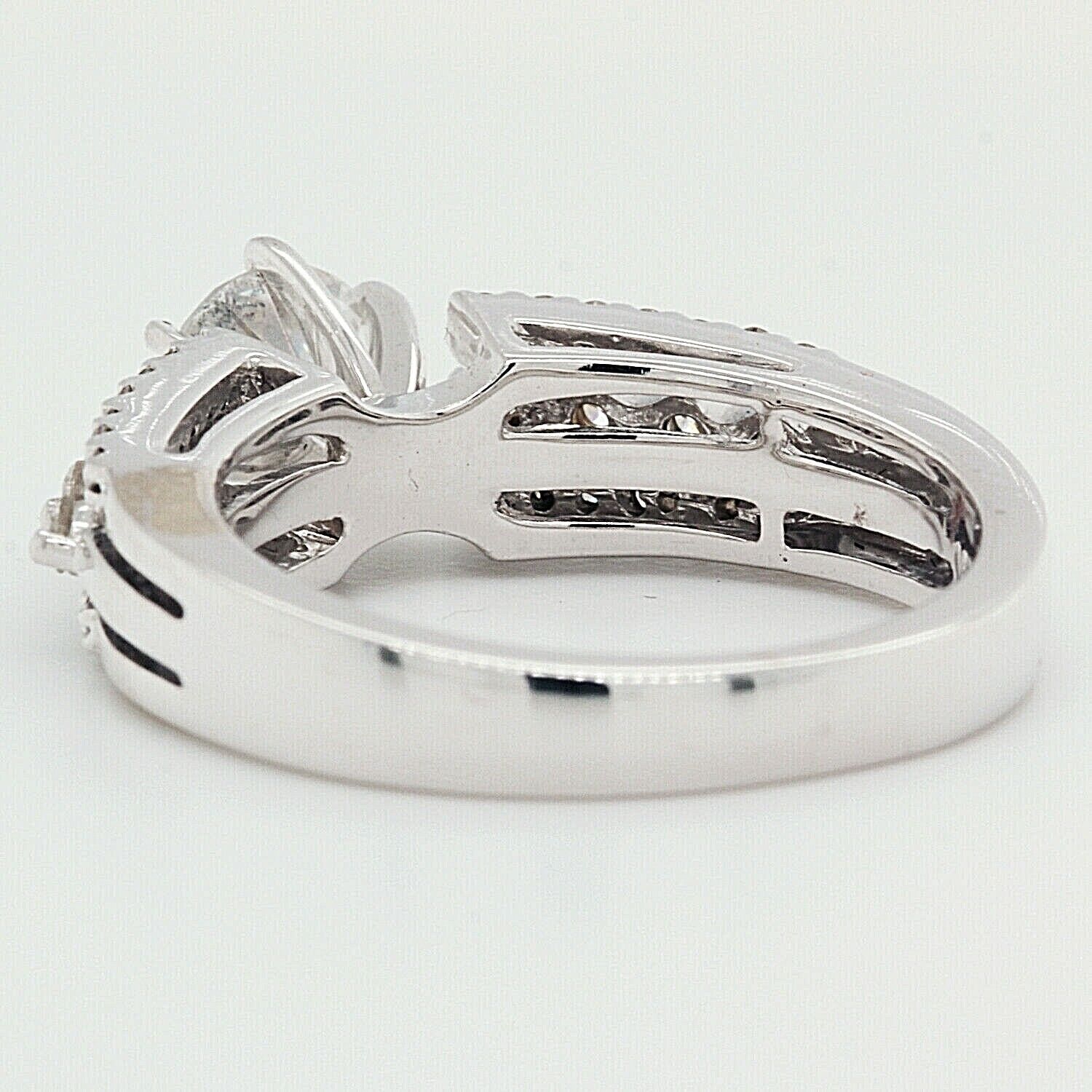 Round Engagement Ring With Accents Clarity Enhanced 1.25 TCW 14k White Gold